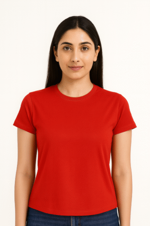 Women Round Neck Half Sleeve - Red