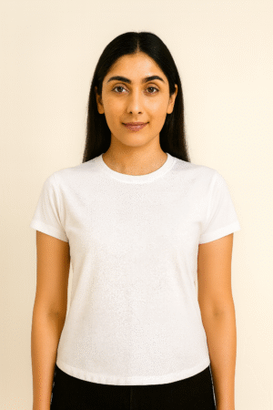 Women Round Neck Half Sleeve - White