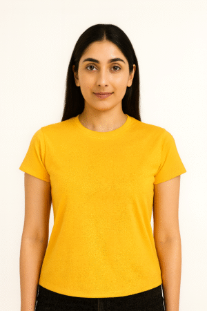 Women Round Neck Half Sleeve - Yellow