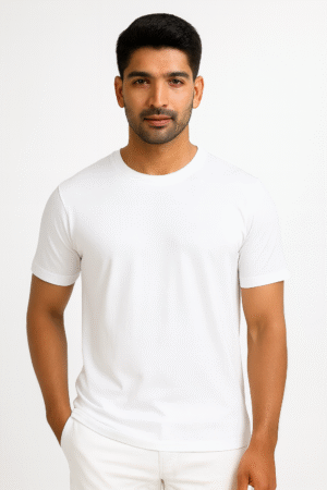 classic mens round neck white
