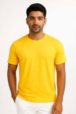 classic mens round neck yellow