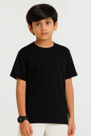 Kids Round Neck Half Sleeve - Black