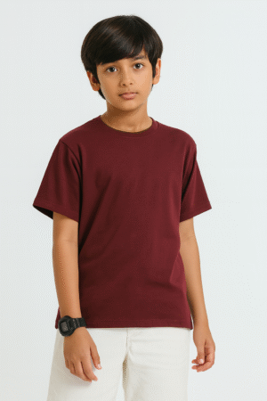 Kids Round Neck Half Sleeve - Maroon