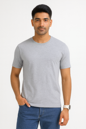 mens round neck half sleeve grey