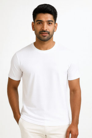 mens round neck pre shrunk white