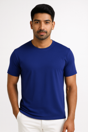 supima mens round neck half sleeve royal blue